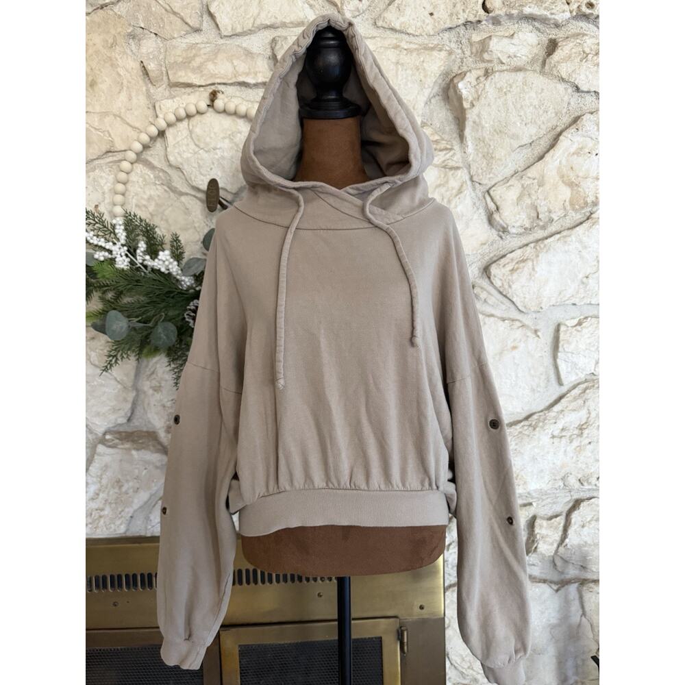 Young Fabulous & Broke YFB Taupe Tan Raissa Slouchy Pullover Hoodie Sweatsht S/M